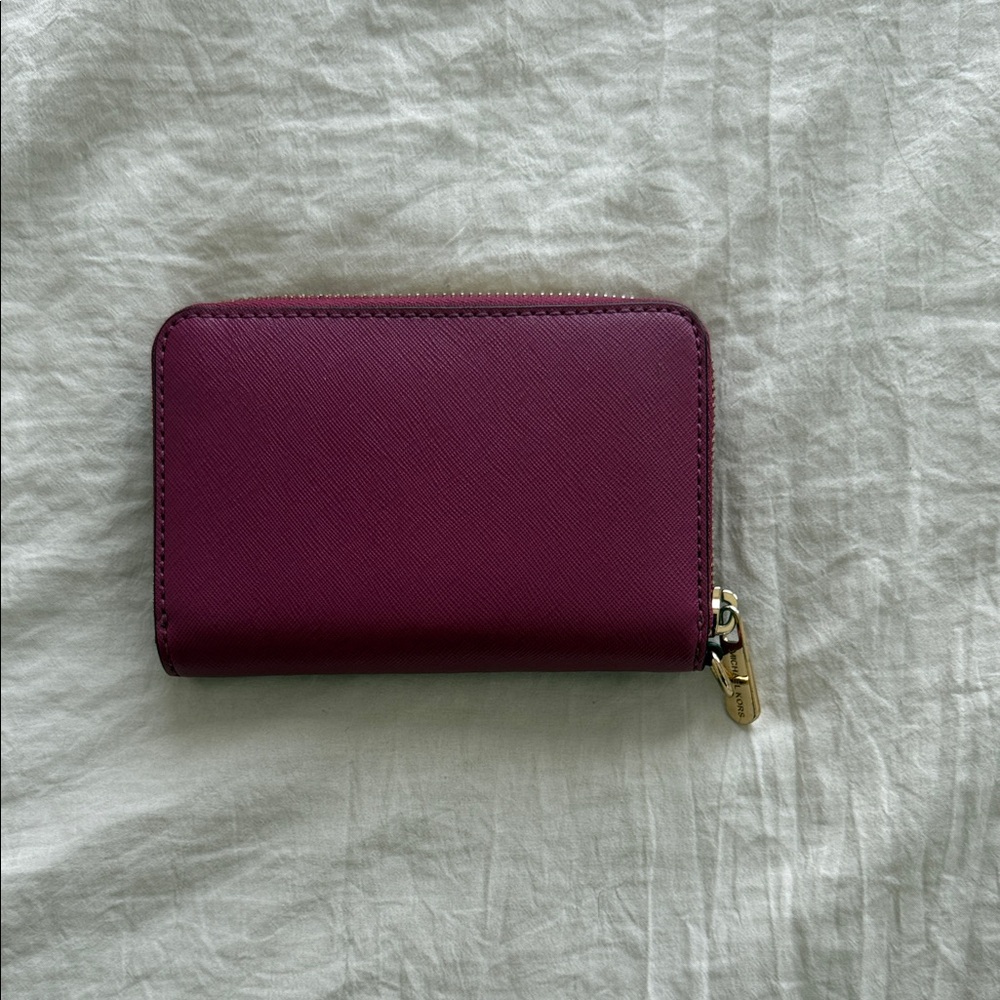 Michael Kors Plum Saffiano Zip Around Wallet with Gold Plate - Picture 2 of 6